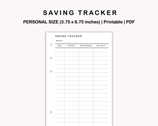 Personal Inserts - Saving Tracker