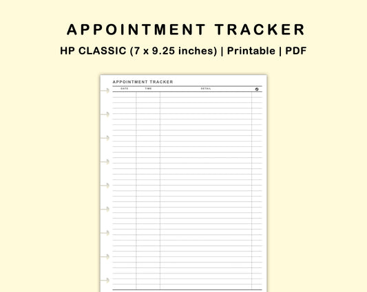 Classic HP Inserts - Appointment Tracker