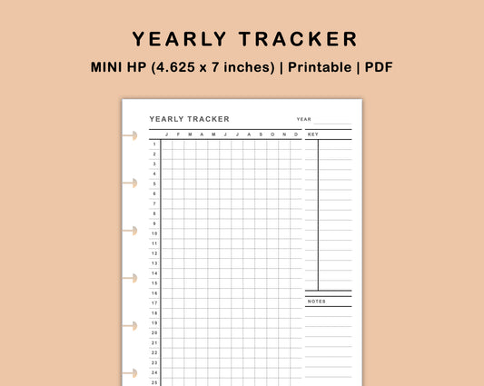 Mini Happy Planner Inserts - Yearly Tracker