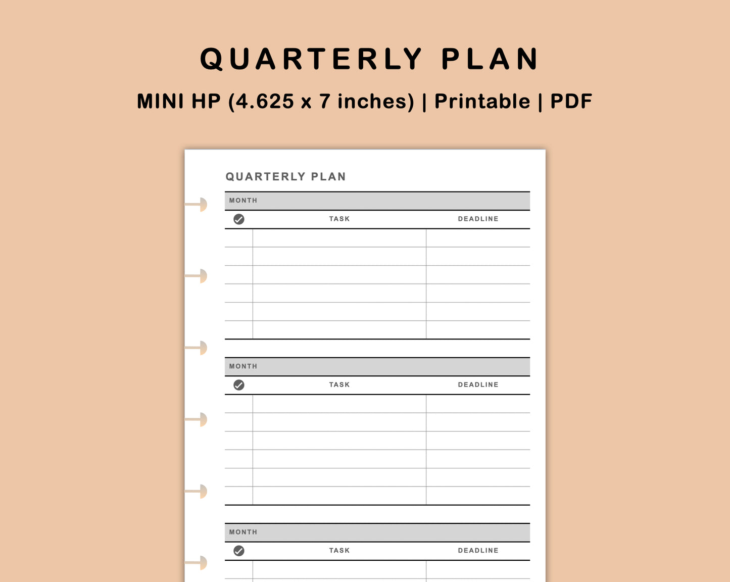 Mini Happy Planner Inserts - Quarterly Plan