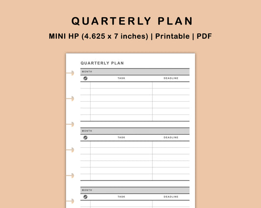 Mini Happy Planner Inserts - Quarterly Plan