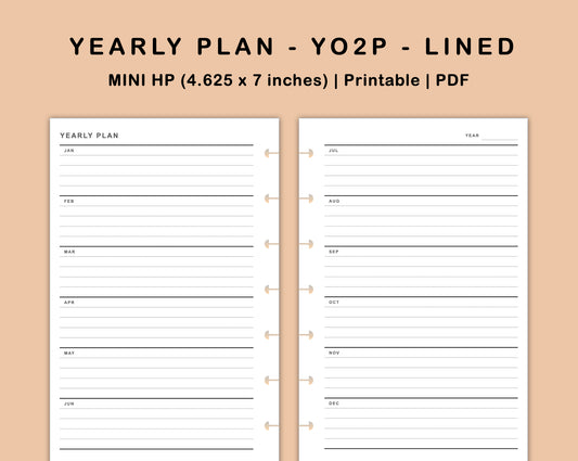 Mini Happy Planner Inserts - Yearly Plan - YO2P - Lined