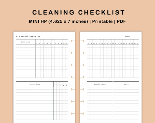 Mini Happy Planner Inserts - Cleaning Checklist