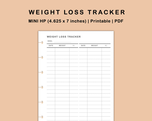 Mini Happy Planner Inserts - Weight Loss Tracker