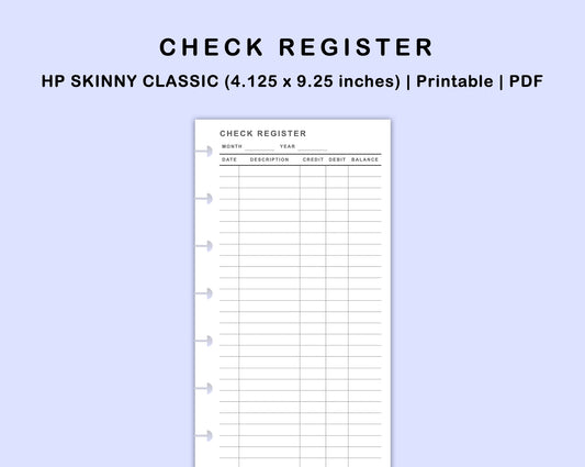 Skinny Classic HP Inserts - Check Register