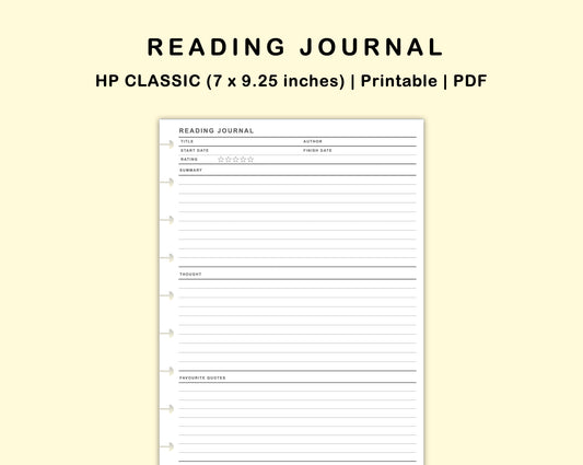 Classic HP Inserts - Reading Journal