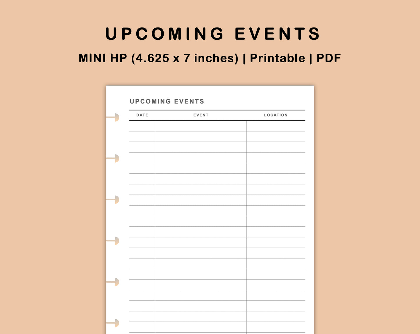 Mini Happy Planner Inserts - Upcoming Event