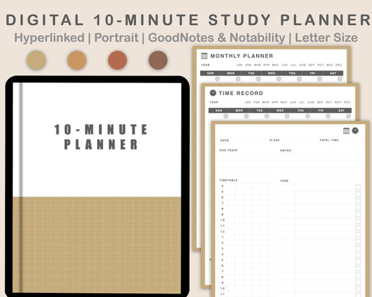 Digital 10 Minute Study Planner - Warm