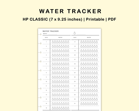 Classic HP Inserts - Water Tracker