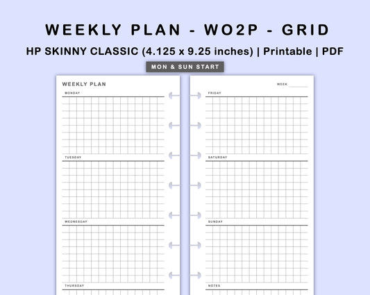 Skinny Classic HP Inserts - Weekly Plan - WO2P - Grid