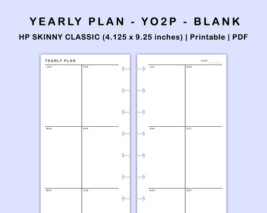 Skinny Classic HP Inserts - Yearly Plan - YO2P - Blank