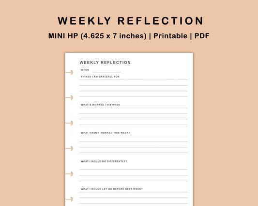 Mini Happy Planner Inserts - Weekly Reflection