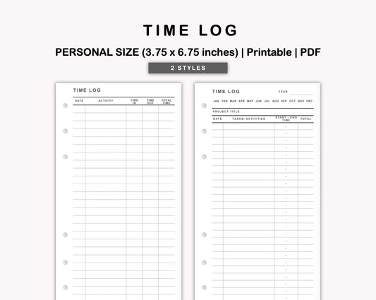 Personal Inserts - Time Log