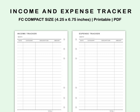 FC Compact Inserts - Income and Expense Tracker