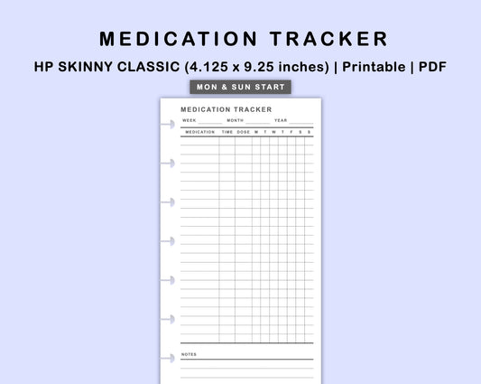 Skinny Classic HP Inserts - Medication Tracker