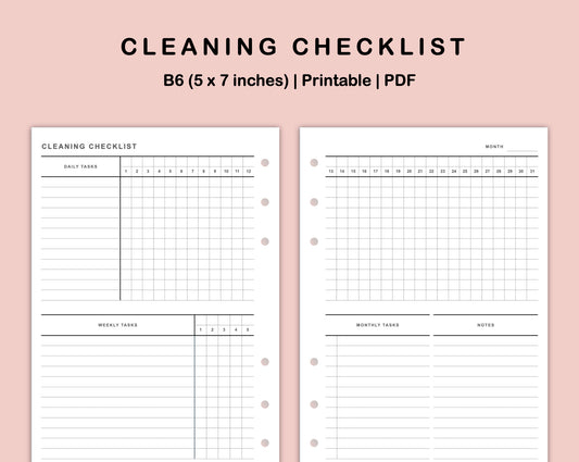 B6 Inserts - Cleaning Checklist