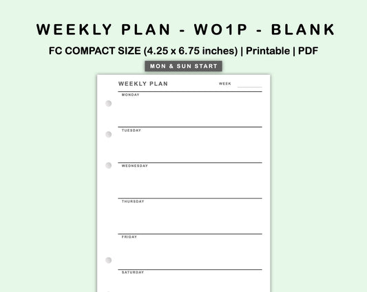 FC Compact Inserts - Weekly Plan - WO1P - Blank