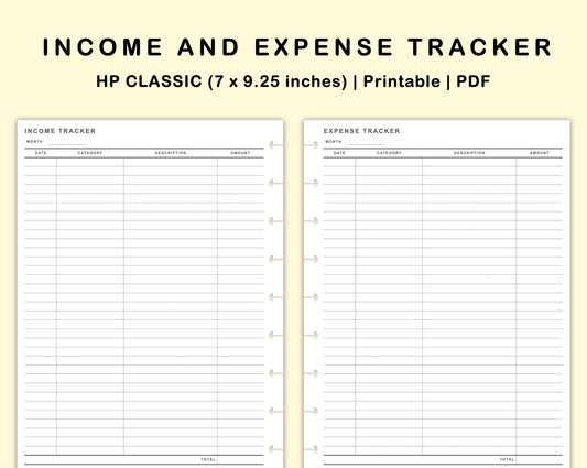 Classic HP Inserts - Income and Expense Tracker