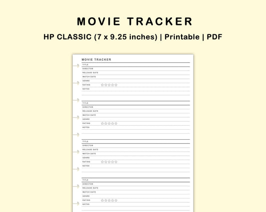 Classic HP Inserts - Movie Tracker