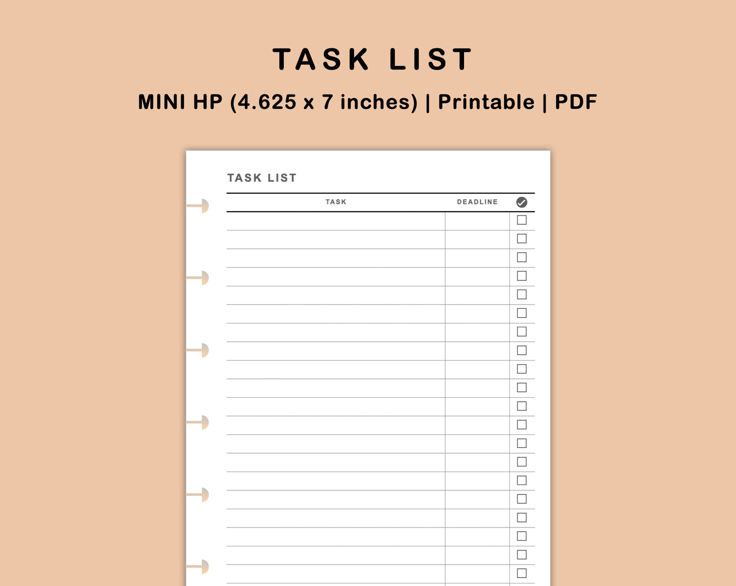 Mini Happy Planner Inserts - Task List