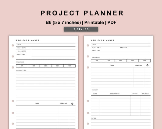 B6 Inserts - Project Planner