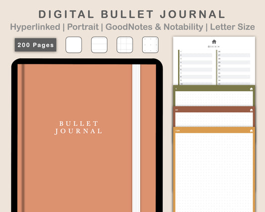 Digital Bullet Journal 200 Pages - Portrait - Boho