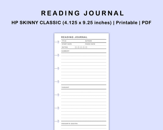 Skinny Classic HP Inserts - Reading Journal