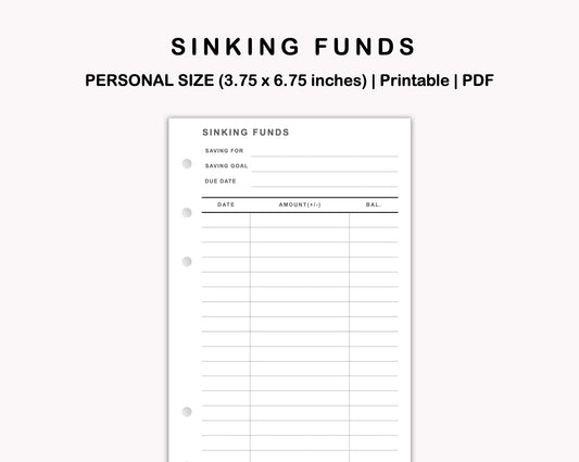 Personal Inserts - Sinking Funds