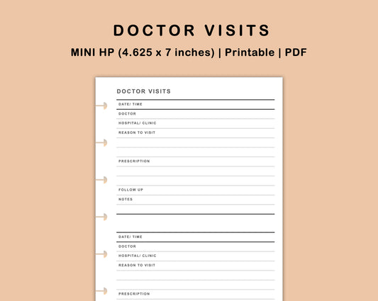 Mini Happy Planner Inserts - Doctor Visit