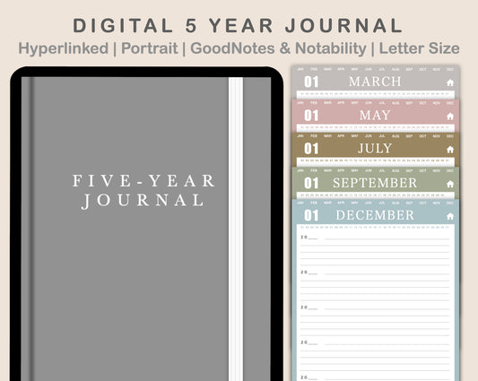 Digital 5 Year Journal - Neutral