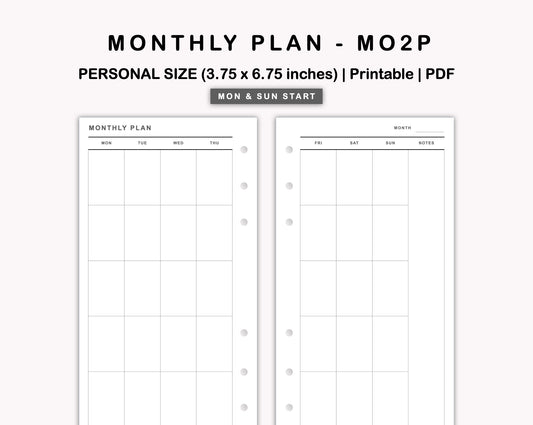 Personal Inserts - Monthly Plan - MO2P