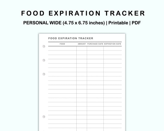 Personal Wide Inserts - Food Expiration Tracker