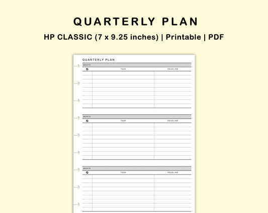 Classic HP Inserts - Quarterly Plan