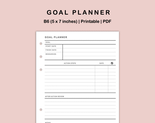 B6 Inserts - Goal Planner