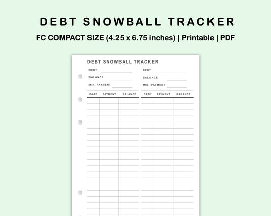 FC Compact Inserts - Debt Snowball Tracker