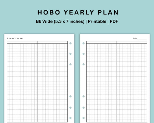 B6 Wide Inserts - Yearly Plan - Hobonichi