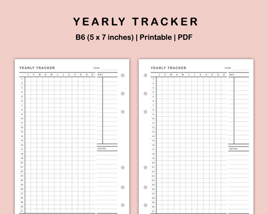 B6 Inserts - Yearly Tracker