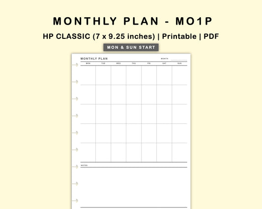 Classic HP Inserts - Monthly Plan - MO1P