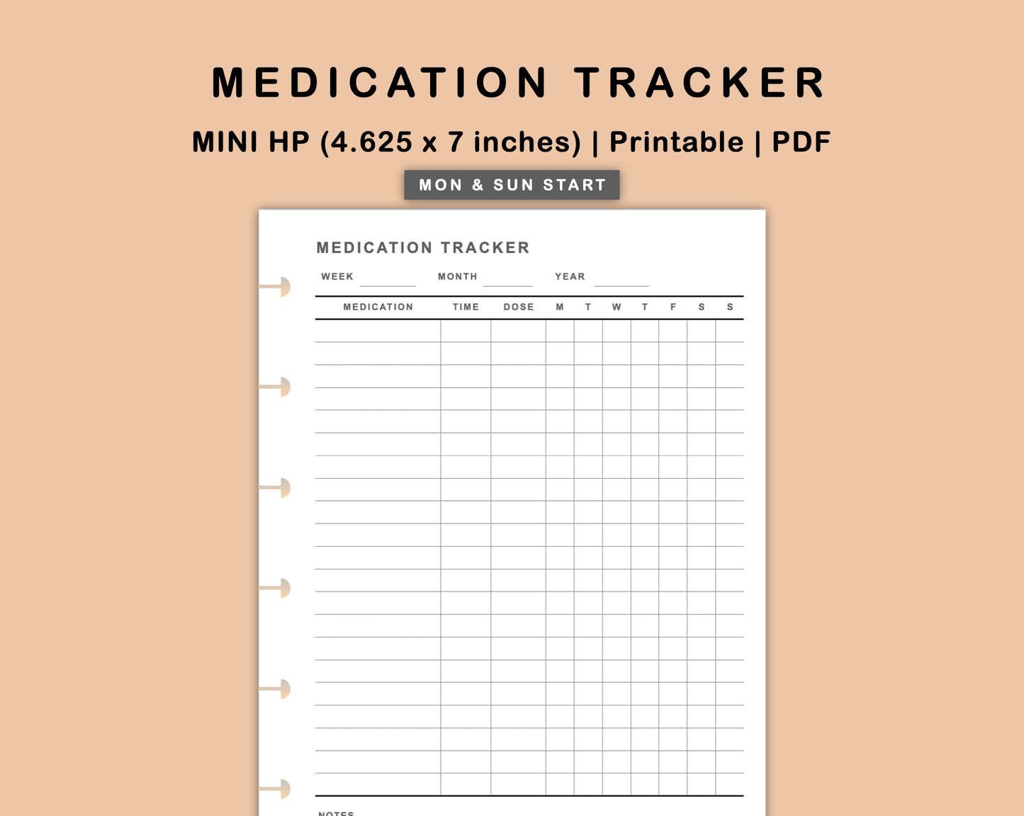 Mini Happy Planner Inserts - Medication Tracker