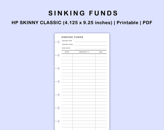 Skinny Classic HP Inserts - Sinking Funds