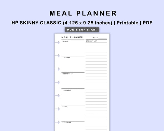 Skinny Classic HP Inserts - Meal Planner with Grocery List