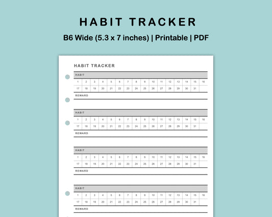 B6 Wide Inserts - Habit Tracker