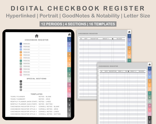 Digital Checkbook Register - Portrait - Spring