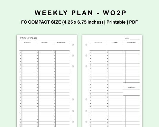 FC Compact Inserts - Weekly Plan - Vertical