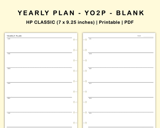 Classic HP Inserts - Yearly Plan - YO2P - Blank