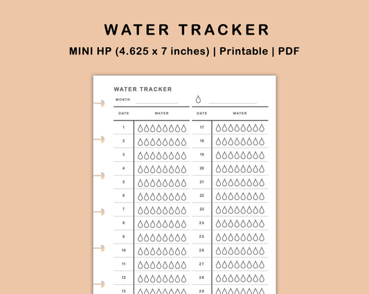 Mini Happy Planner Inserts - Water Tracker