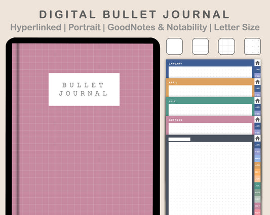 Digital Bullet Journal - 12 Months - Portrait - Spring