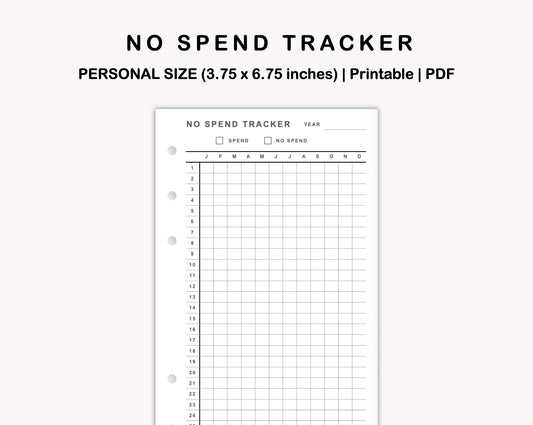 Personal Inserts - No Spend Tracker