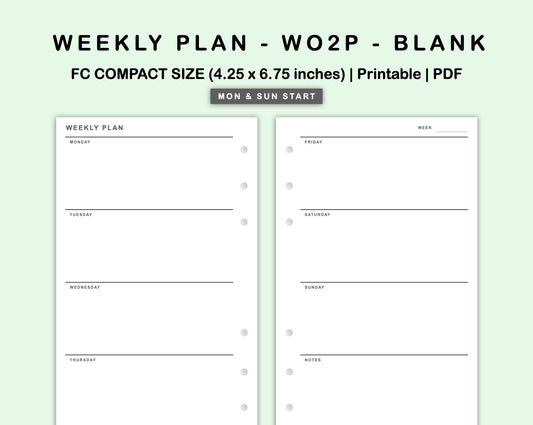 FC Compact Inserts - Weekly Plan - WO2P - Blank