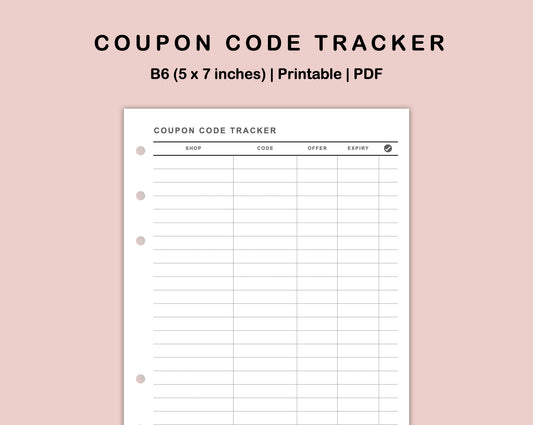 B6 Inserts - Coupon Code Tracker